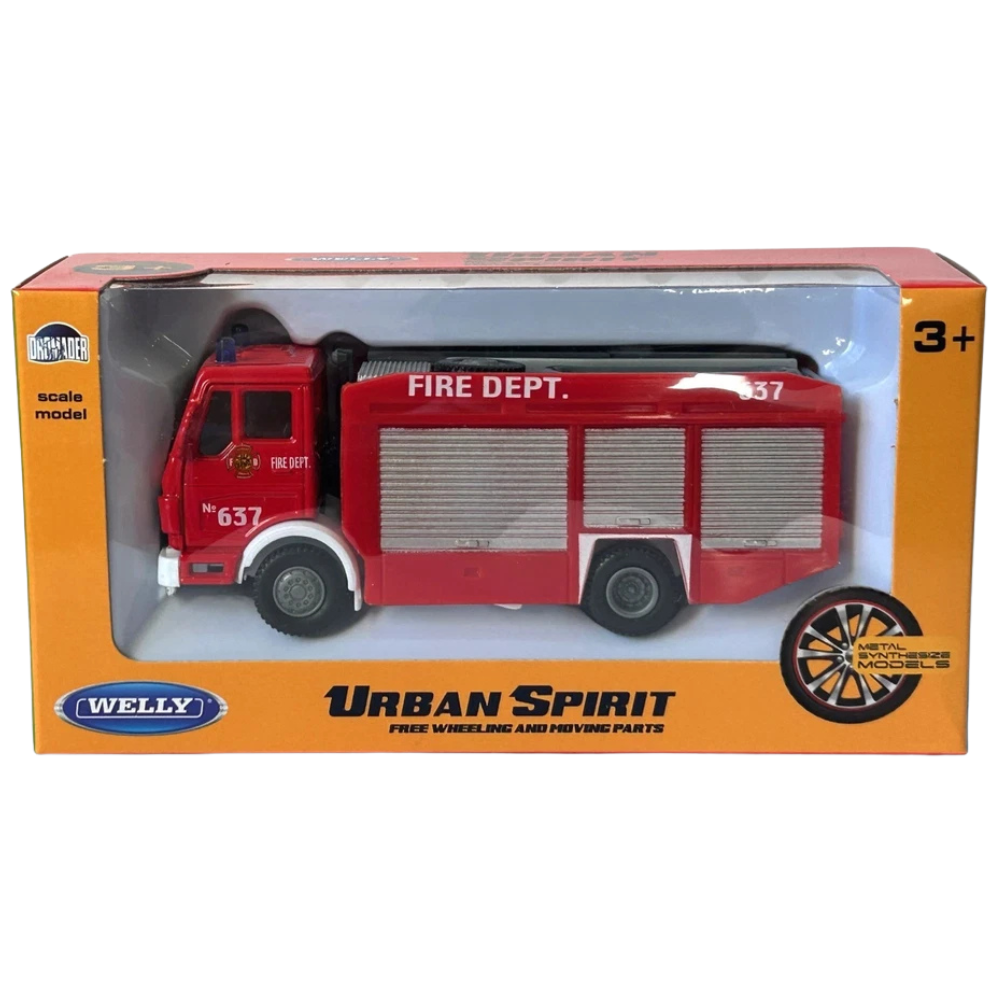 Welly Fire Brigade Dept. 637 Urban Fire Truck 1:43–1:60 Scale Diecast Model Toy