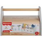 Fisher-Price Wooden Toolbox Playset 9 Piece Kids Pretend Tool Set 3+
