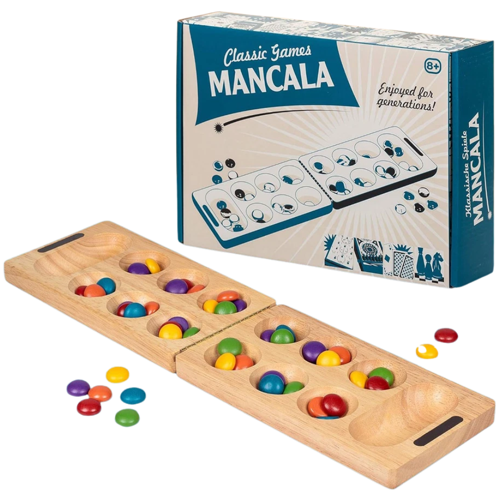 Wooden Folding Mancala Strategy Board Game Family Classic Game 2 Player Travel Toy Ages 6+