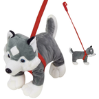 Standing Plush Dog Toy with Lead & Harness 30cm Soft Stuffed Puppy Kids Gift