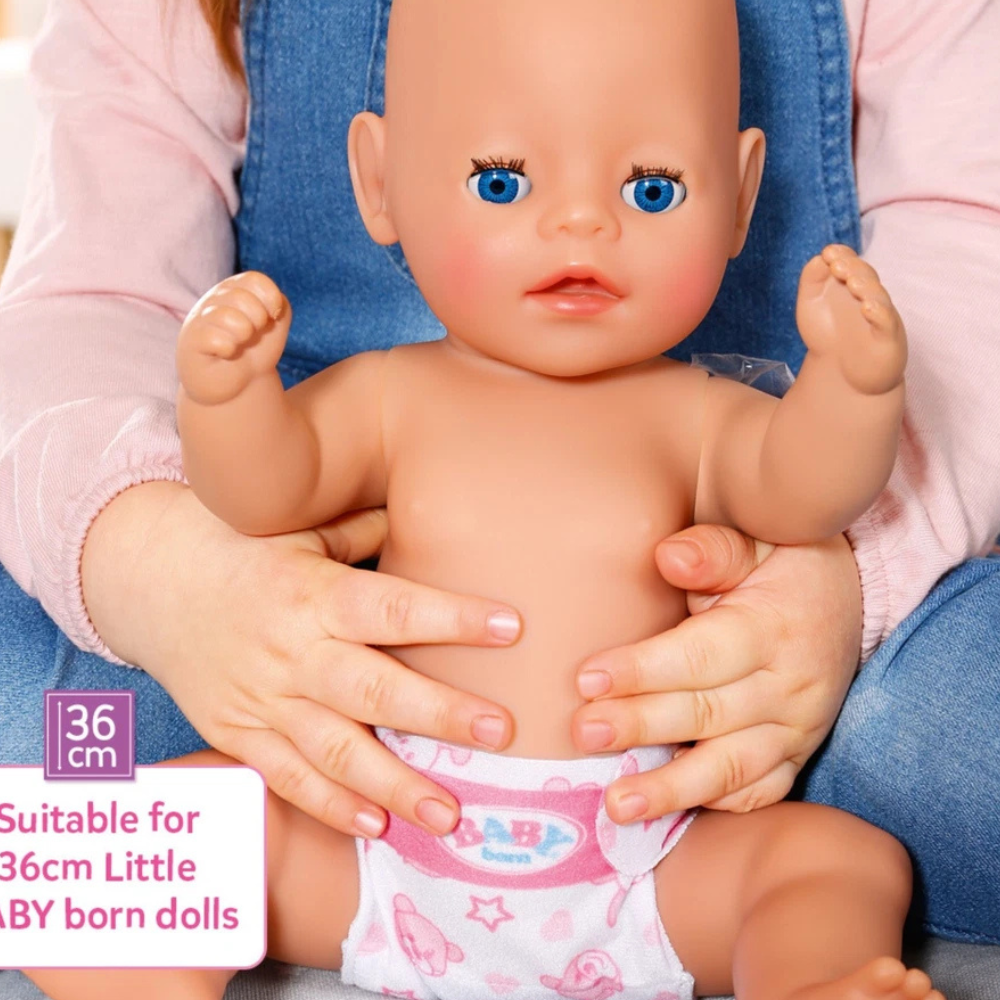 BABY born 36cm Doll Nappies 2 Pack, Washable and Reusable Fabric Diapers for Dolls