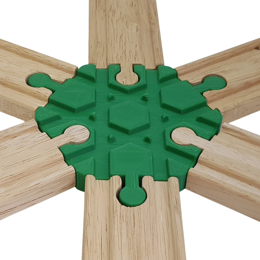 6 Way Wooden Train Track Crossing Intersection Fits Brio Lillabo Bigjigs 3D Printed Pla