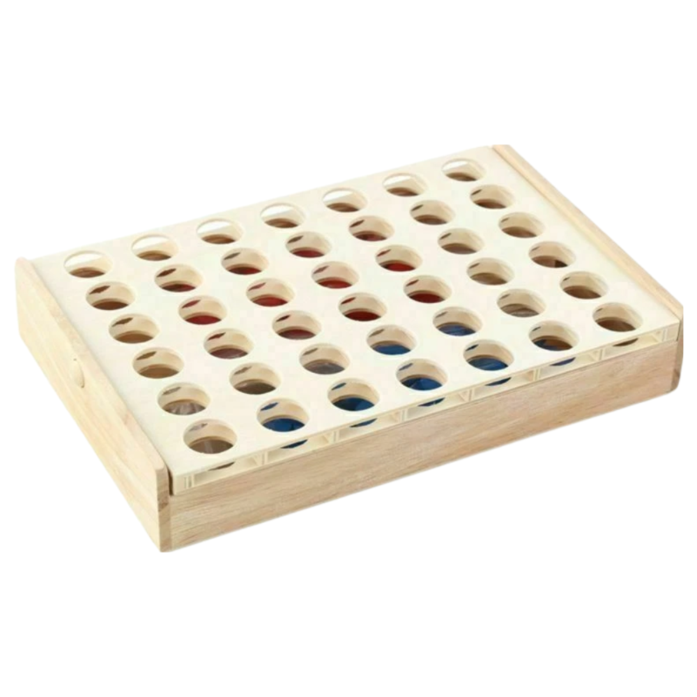Four in a Line Wooden Board Game Classic Connect Four Strategy Travel Toy for 2 Players 3+