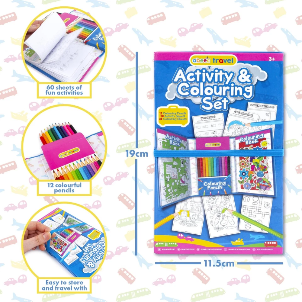 Abeec Travel Activity & Colouring Set for Kids Creative Drawing & Holiday Fun Kit Set