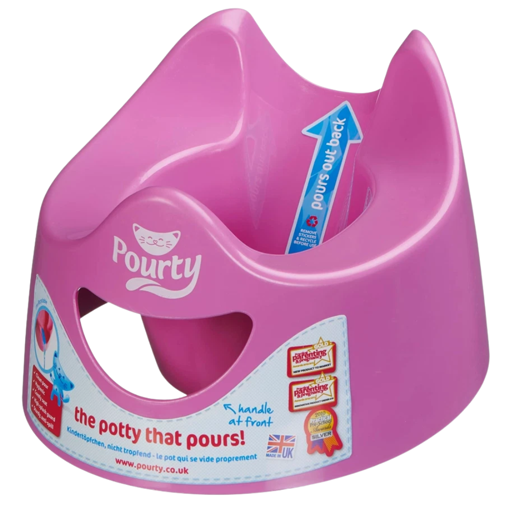 Pourty Potty Toddler Toilet Training Potty with Splash Guard Easy-Clean Design