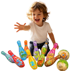 Kids Dinosaur Bowling Set 10 Pins & 2 Balls Soft Foam Skittles Game