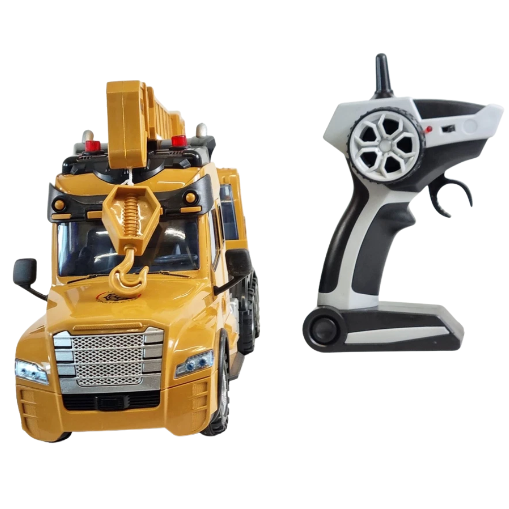 Remote Control Construction Crane Truck RC JCB Style 2.4GHz Working Lights Kids 6+