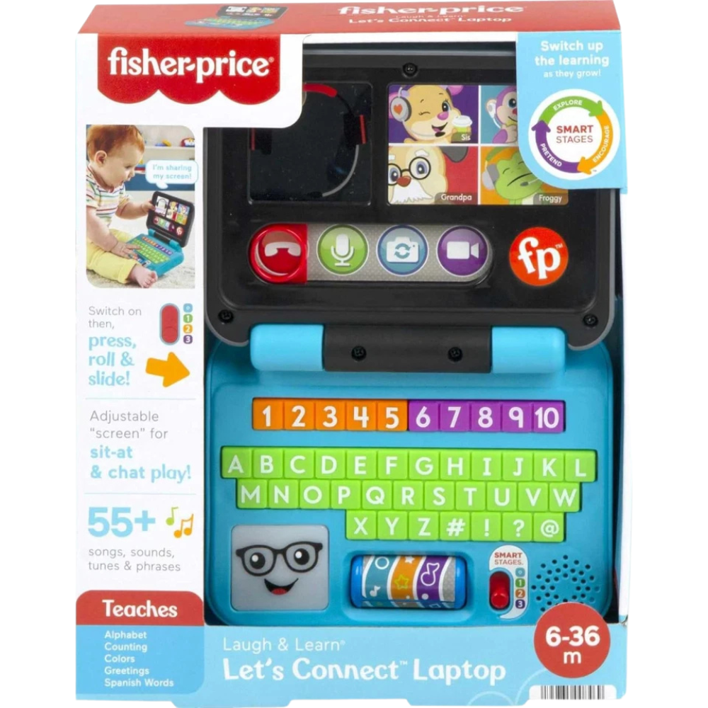 Fisher-Price Laugh & Learn Let's Connect Laptop Baby Learning Toy 55+ Songs Sounds 6-36 Months