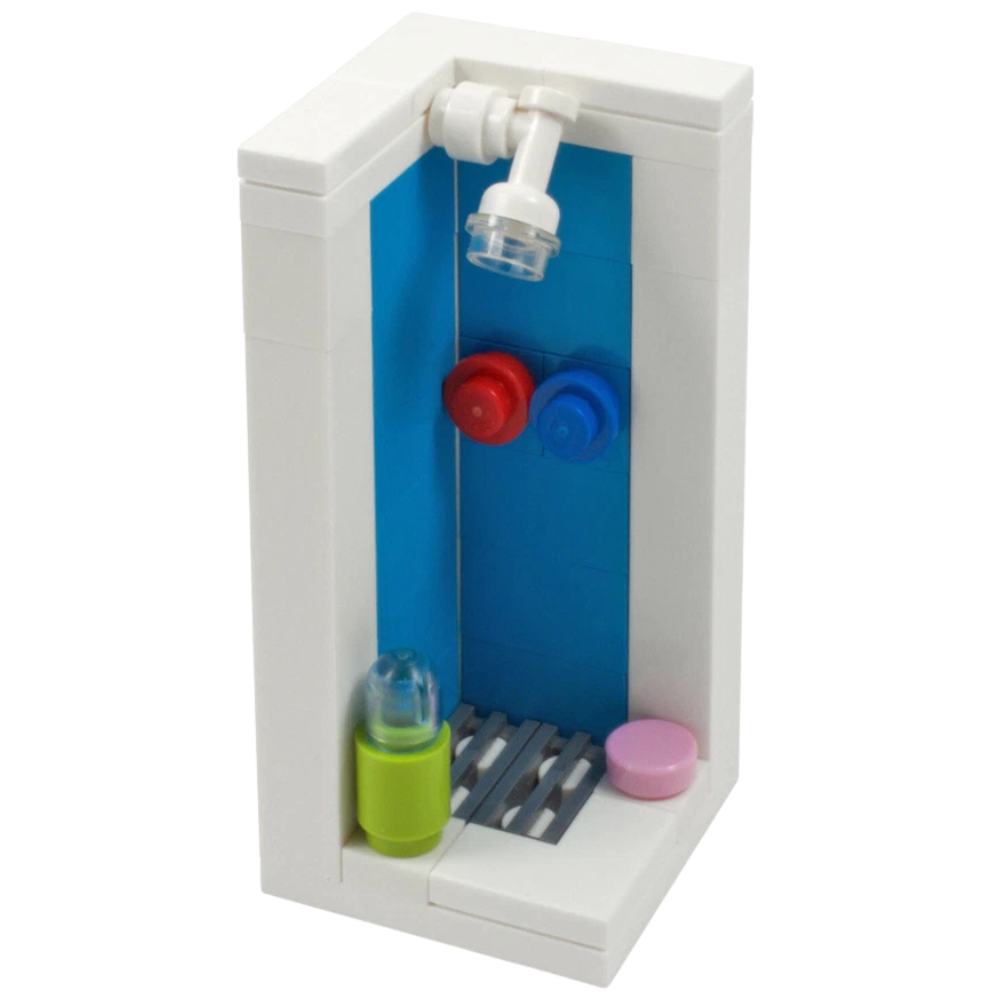 Bathroom Shower with Accessories Custom Kit Made with Real Lego Bricks Bathroom Display Set