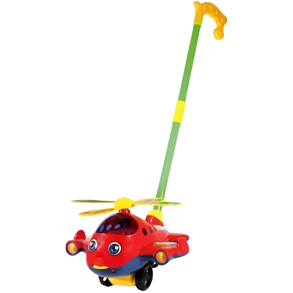 Pebble Hug Push Along Airplane Toy for Toddlers Baby Walking Toy with Long Removable Handle