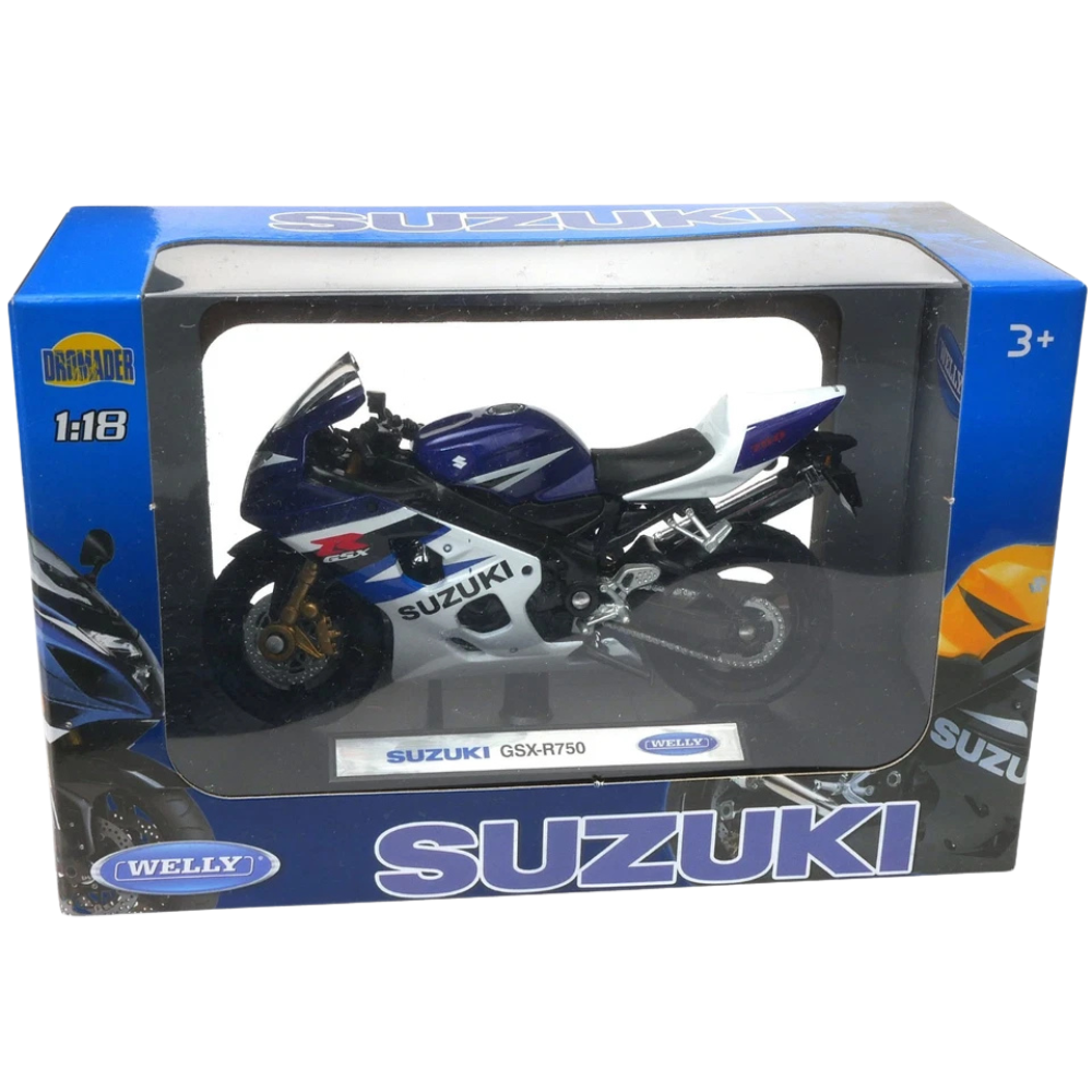 Welly Suzuki Gsx-750 Japanese Sports Motorcycle Diecast Model Toy 1:18 Scale Collectible Bike