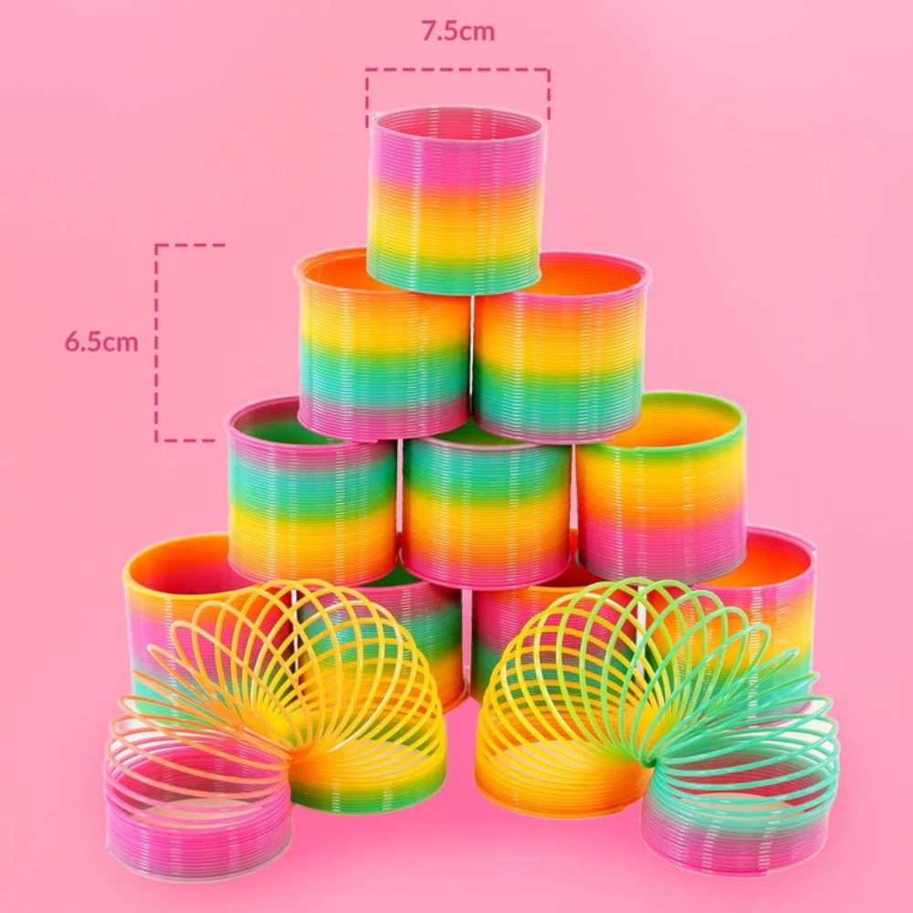 Large Slinky Magic Spring Toy Set of 12 Rainbow Kids Fidget Party Bag Fillers