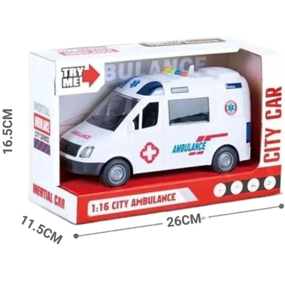 Ambulance Car Toy 1:16 Scale Emergency Rescue Vehicle with Lights and Sounds