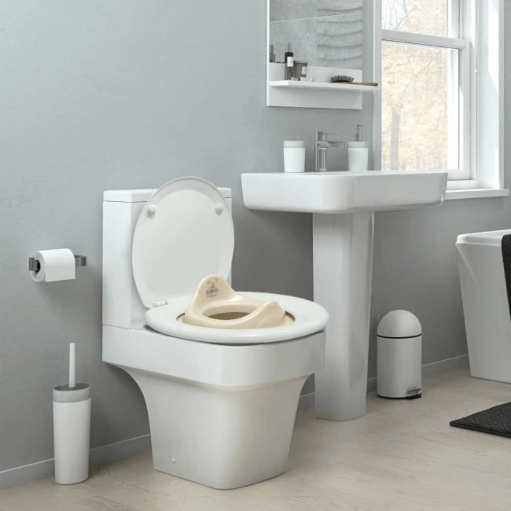 Bebe-jou Toddler Toilet Seat Trainer Beige, Non-Slip Potty Training Seat with Splash Guard