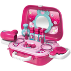 19pc Girls Role Play Jewelry Kit Princess Suitcase Pretend Makeup Hair Styling Toy Set