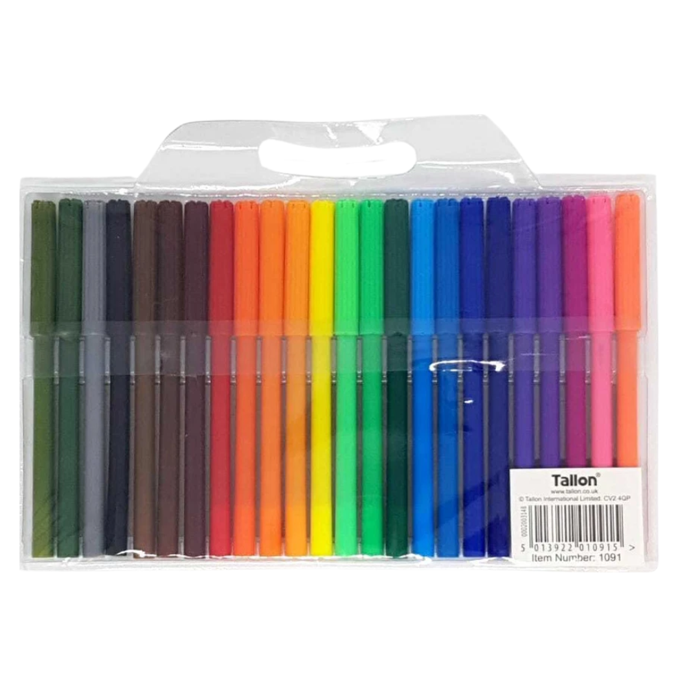 Artbox 24 Felt Tip Pens Fine Fibre Colouring Drawing Markers Kids School Art Craft Set New