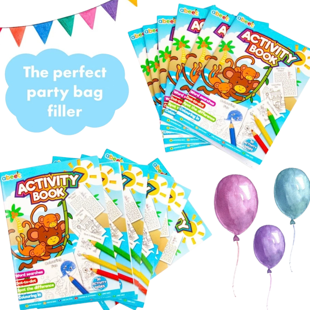 12 Mini Activity Books Kids Party Bag Fillers A6 Colouring Puzzles & Wordsearch