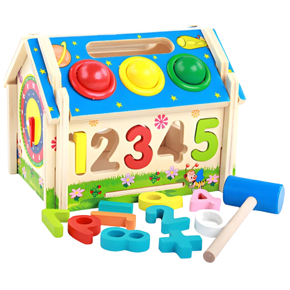 Wooden Busy Board House Puzzle Toy, Interactive Multifunctional Jigsaw Activity for Kids