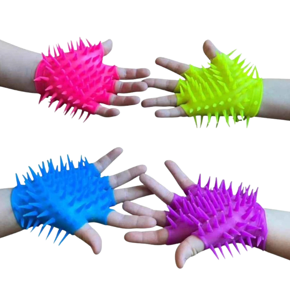 Spiky Gloves Set of 4 Stretchy Tactile Sensory Fidget Gloves Kids Adults