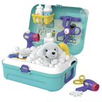 Kids Pretend Pet Grooming Vet Playset 16 Pieces Puppy Dog Carrier Backpack Toy