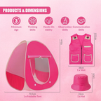 Kids Adventure Kit Pink Tent Costume Bug Catcher Binoculars Magnifying Glass Nature Set Toy