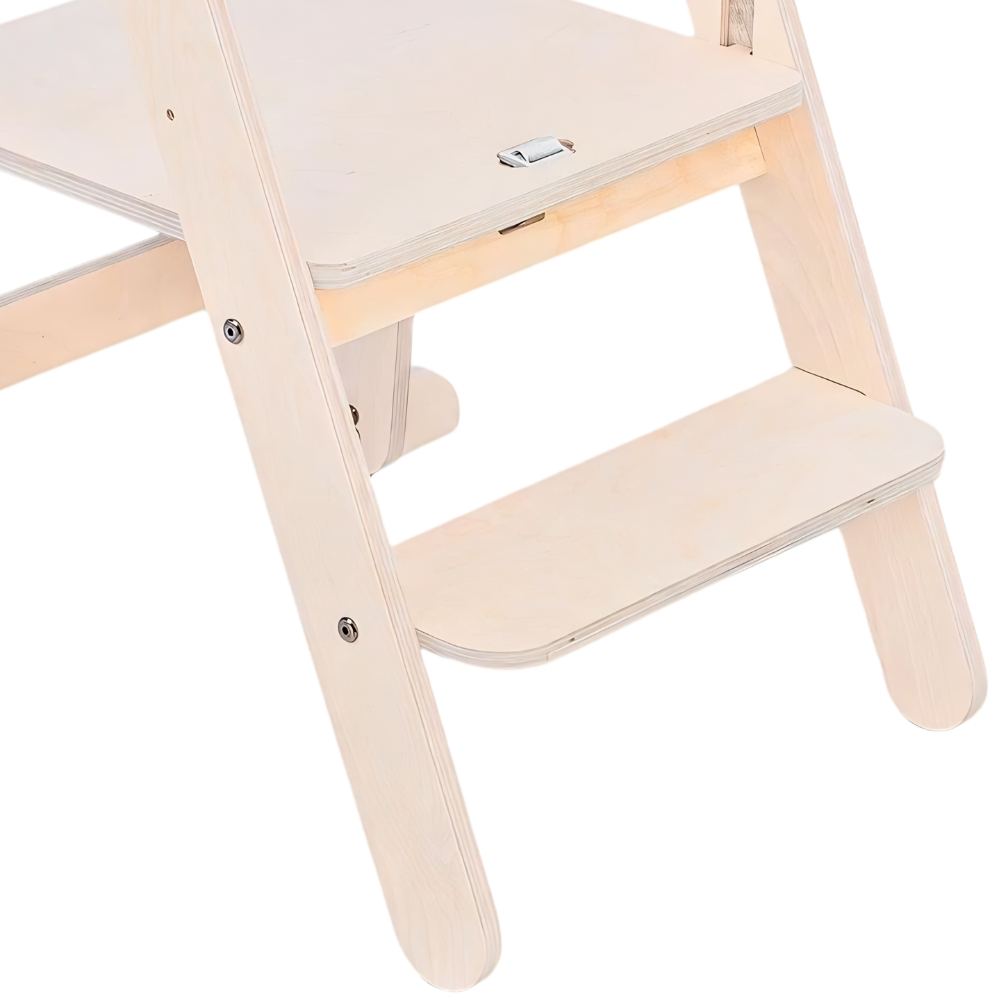 MamaToyz Folding Learning Tower V2 Natural Wooden Toddler Safety Platform