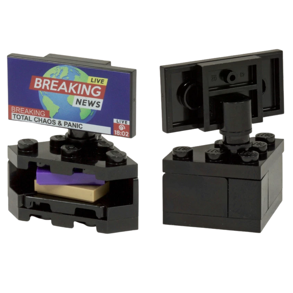 LEGO Corner TV Television with Breaking News Tile & Remote
