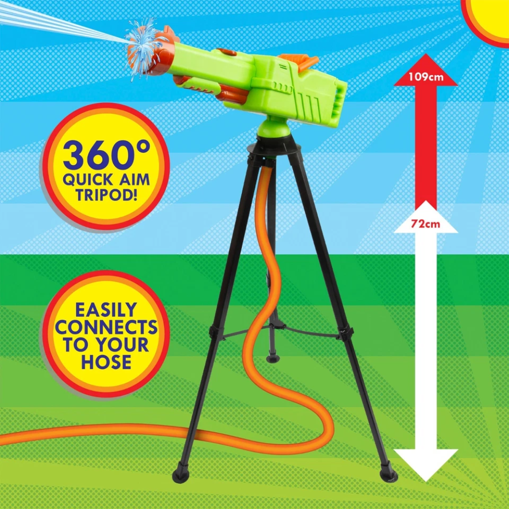 Abeec Mega Water Gun Tripod Mounted Garden Hose Connected Outdoor Water Cannon Toy 3+ Years
