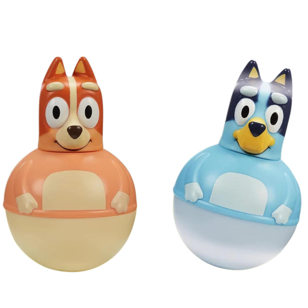 Bluey Weebles Set of 2 Bluey & Bingo Toy Figures Wobble Spinning Kids 18M+ New