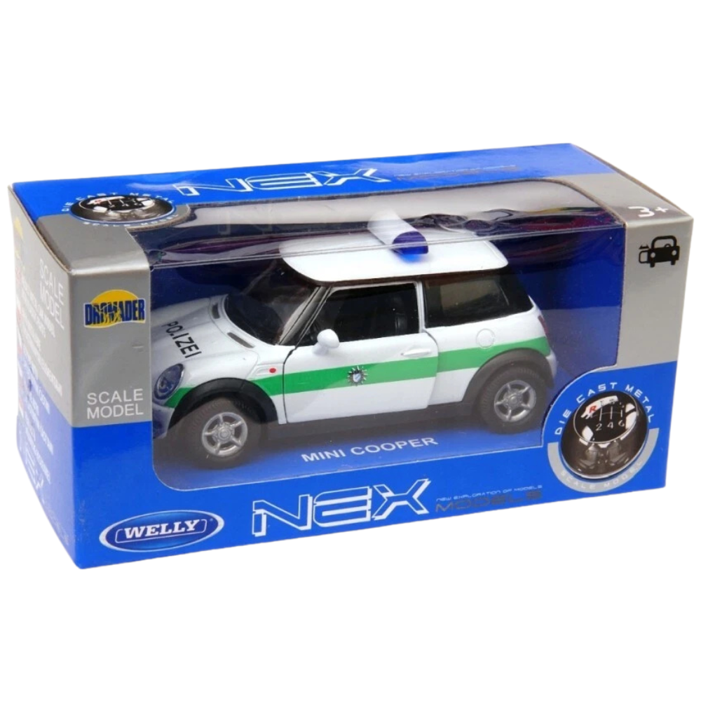 Welly Mini Cooper Polizei German Police Car Diecast Model Toy 1:34-1:39 Scale Collectible