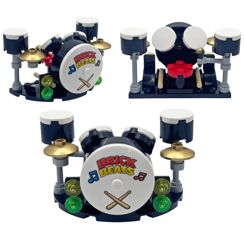 Lego Drum Kit Band Stage Set with Microphone Custom Model Made with Genuine Lego Parts