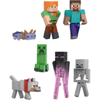Minecraft World Builder Pack 7-Piece Action Figures Steve Creeper Enderman Skeleton