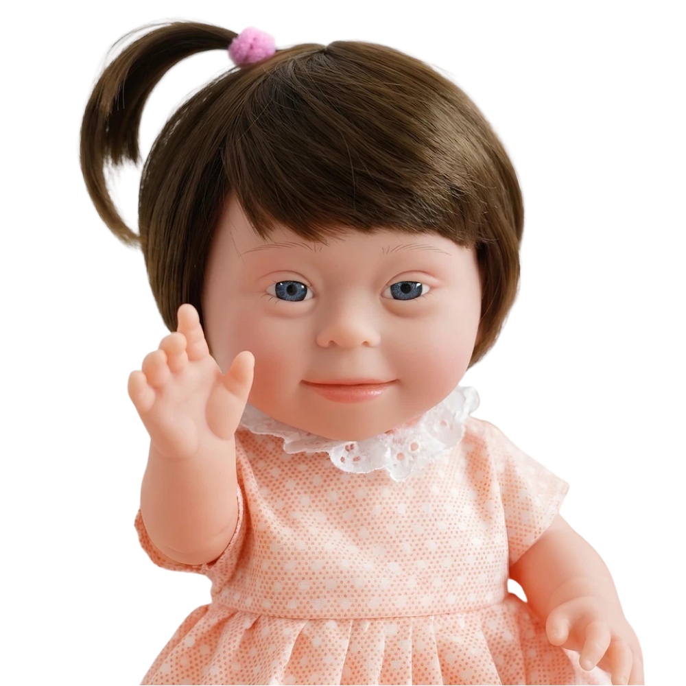 BiBi Doll 14" Brunette Baby Doll Lifelike Soft Vinyl Girl Doll for Imaginative Play