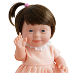 BiBi Doll 14" Brunette Baby Doll Lifelike Soft Vinyl Girl Doll for Imaginative Play