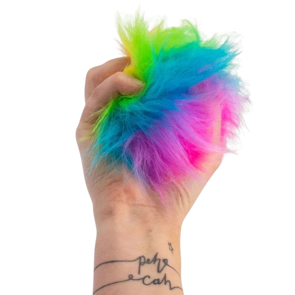 Fluffy Rainbow Sugar Ball Soft Squishy Sensory Fidget Toy Rainbow Stress Relief