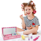 Abeec Wooden Beauty Set Pretend Makeup Vanity for Toddlers with Hairdryer Lipstick & Comb