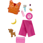 Barbie Beach Doll Brunette Posable Figure with Surfboard Puppy Accessories Toy 3+