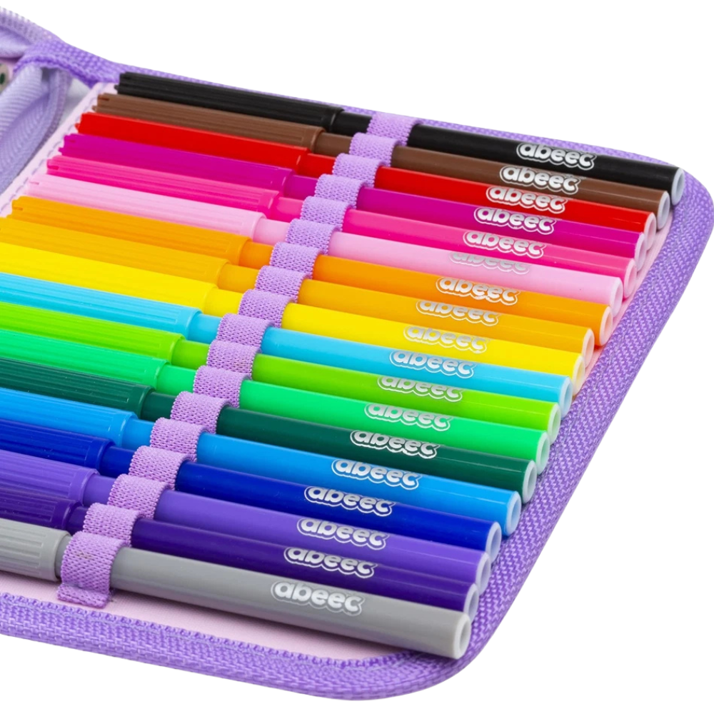 Abeec 44 Piece Glitter Pencil Case Stationery Set for Girls Creative School Supplies