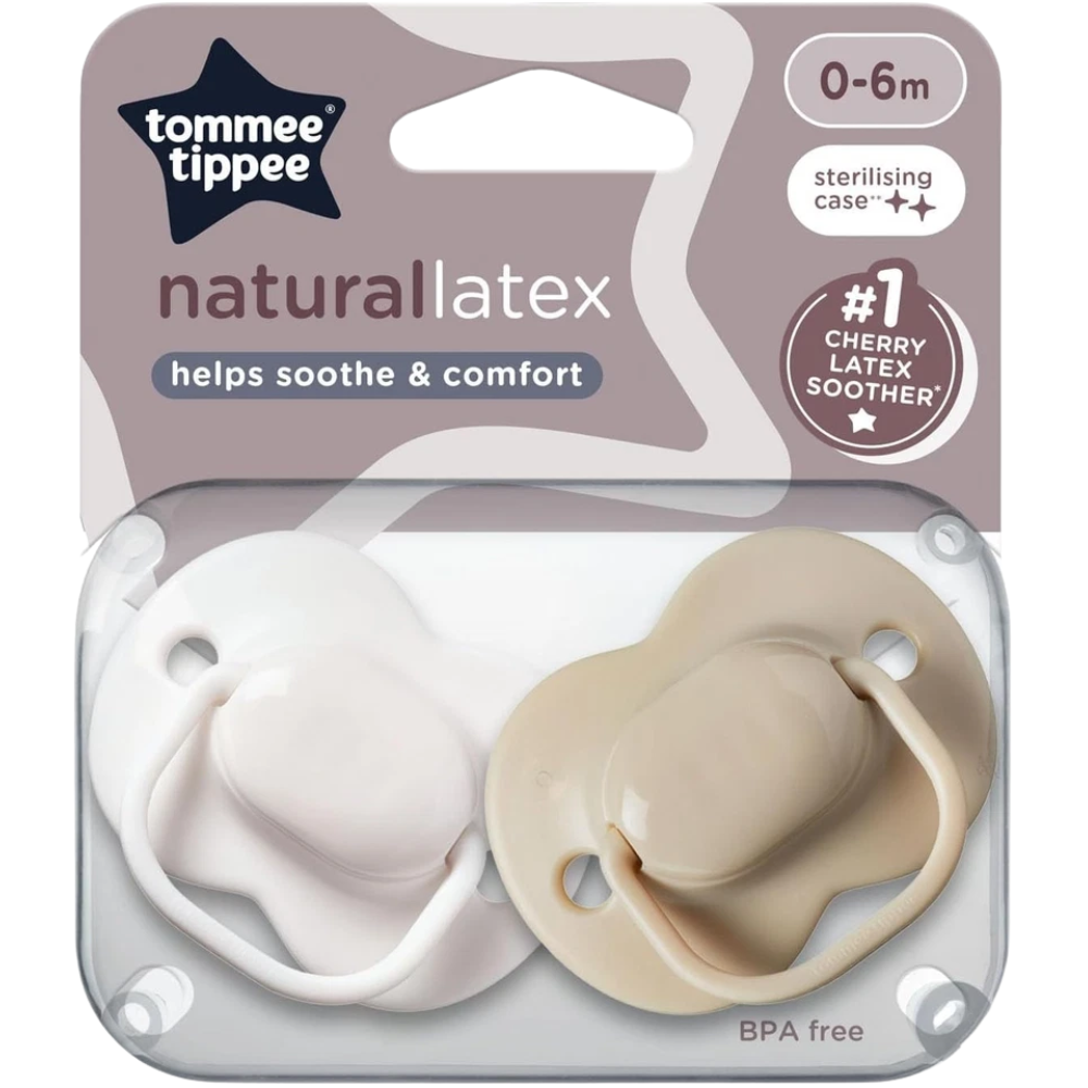 Tommee Tippee Essentials Cherry Natural Latex Baby Soothers 4-Pack Day & Glow in the Dark