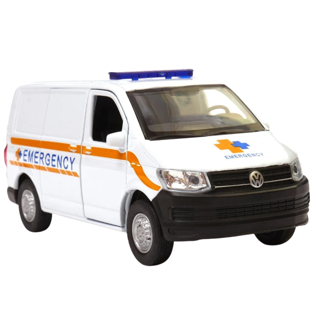Welly Volkswagen T6 Transporter Emergency Van Diecast Model Toy 1:34–1:39 Scale Collectible