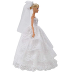Fashion Doll Sized Wedding Dress & Veil White