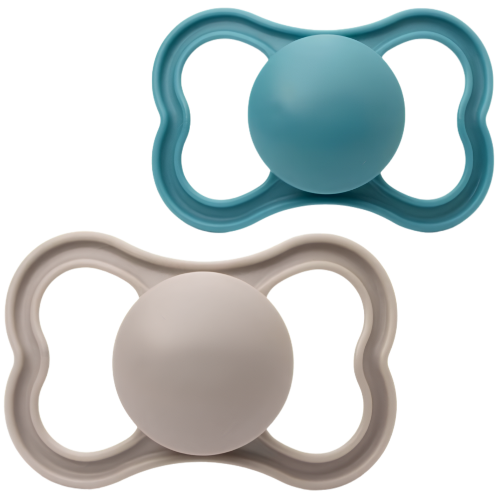 MAM Air Soother 6-18 Months Twin Pack, Orthodontic Silicone Pacifiers with Extra Airflow