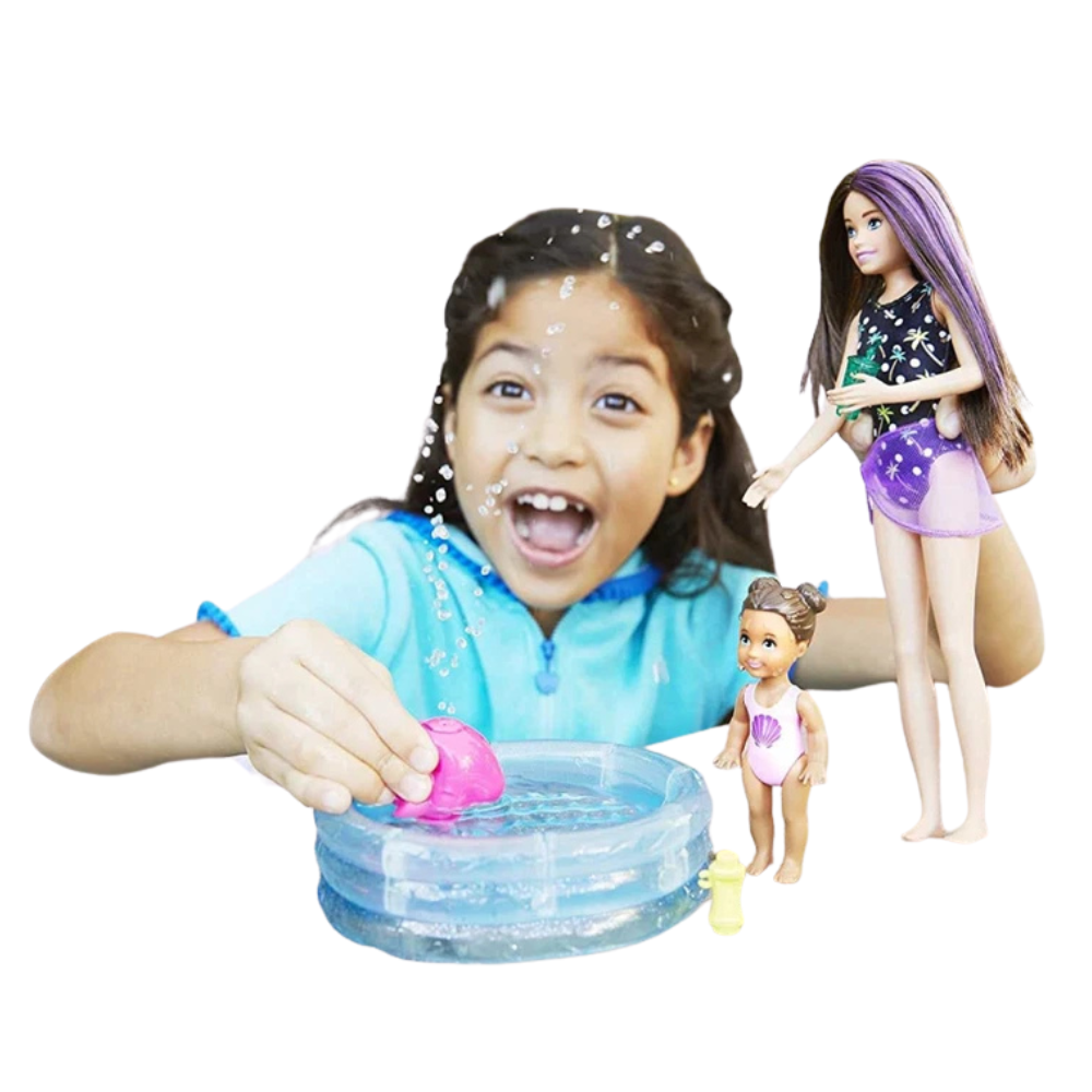 Barbie Skipper Babysitters Inc Dolls Paddling Pool Set Water Play Kids Toy New