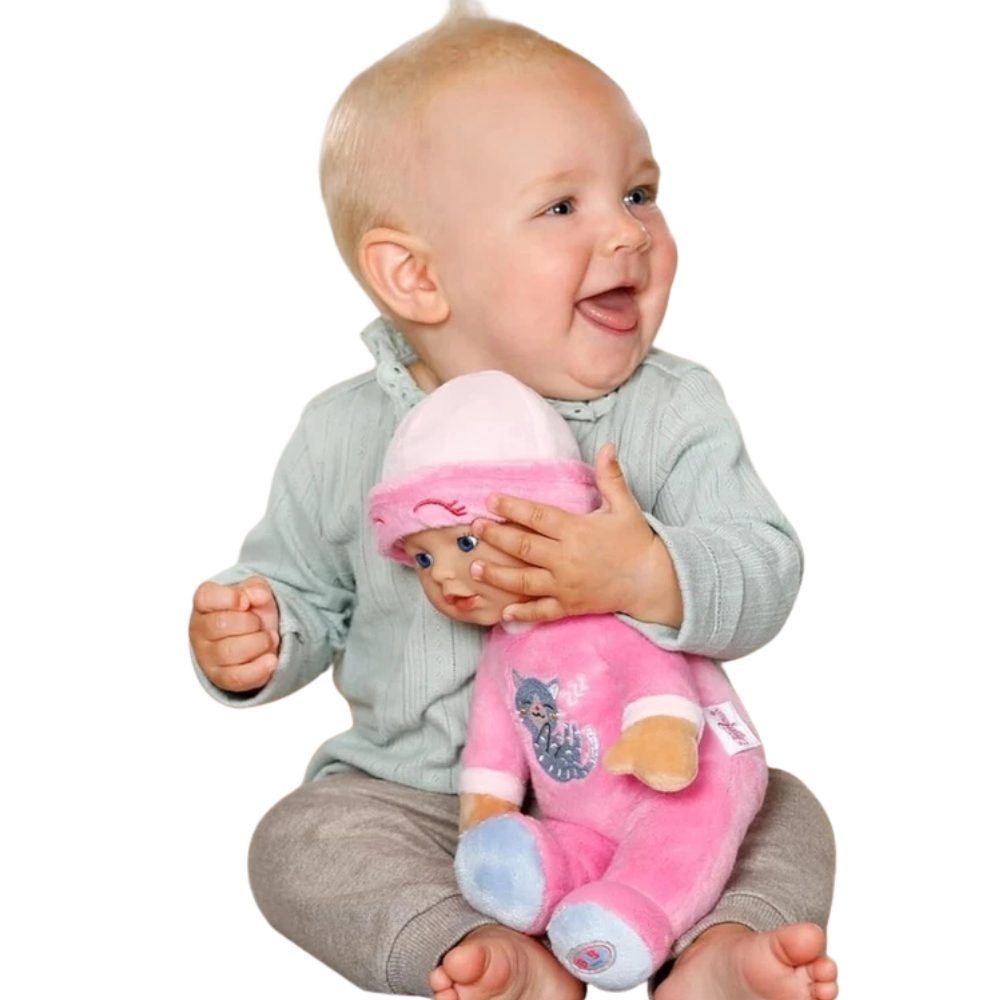 BABY born Sleepy Pink Soft Baby Doll 30cm with Integrated Rattle, Cat Romper and Hat from Birth
