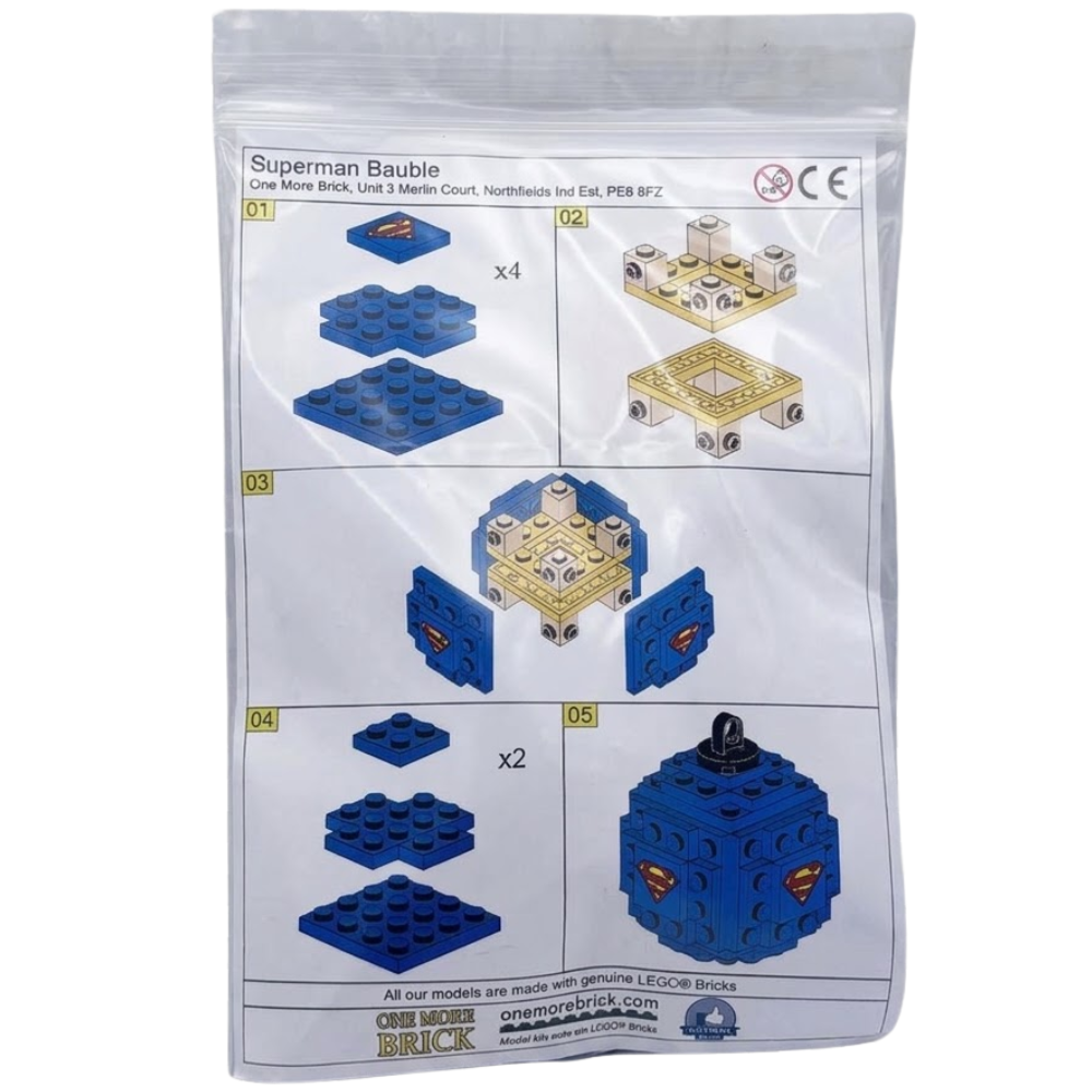 LEGO Superman Christmas Bauble Decoration Building Kit 41 Pieces Holiday Tree Ornament