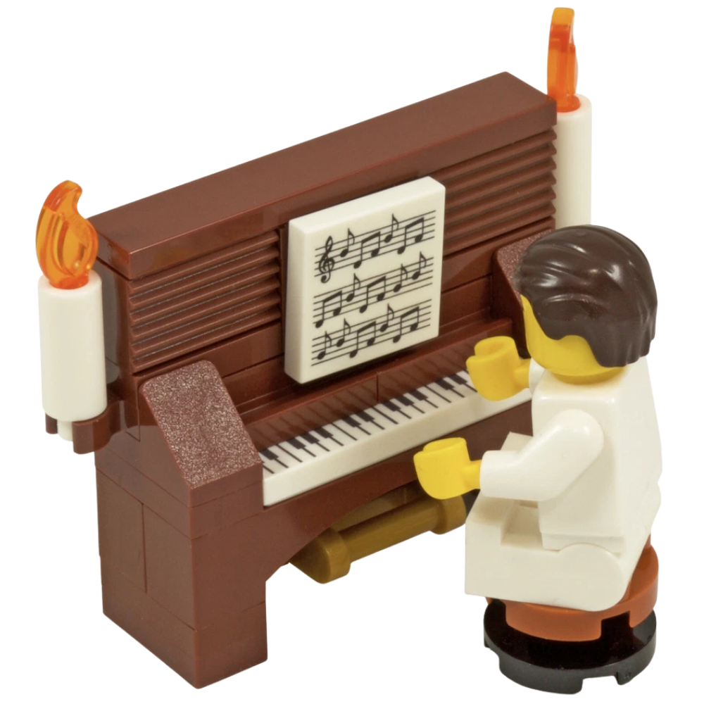 Upright Piano Antique Keyboard with Music Sheet All Parts Lego Compatible Building Set