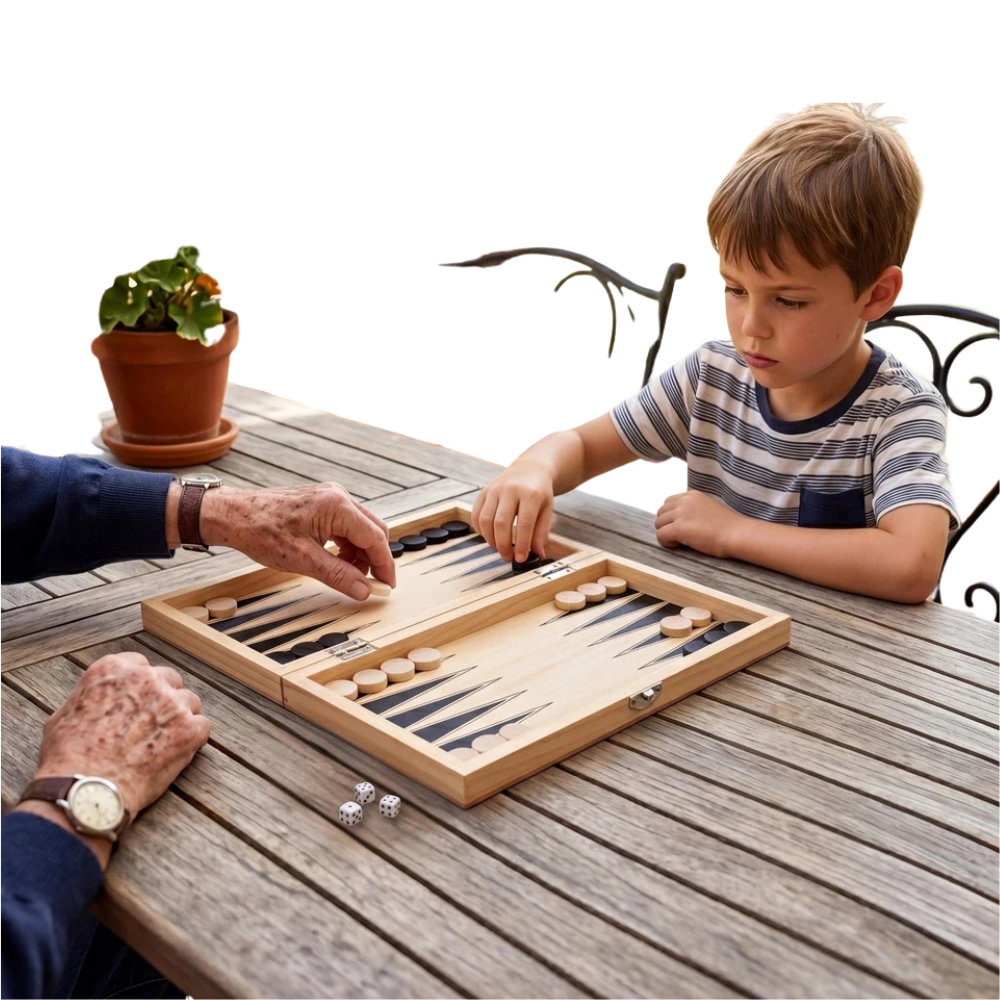 3 in 1 Wooden Board Game Set Chess Draughts Backgammon Folding Portable Strategy Games 3+