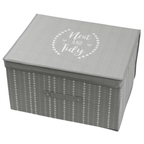 Large Collapsible Storage Box with Lid Folding Jumbo Chest Grey Heart Design