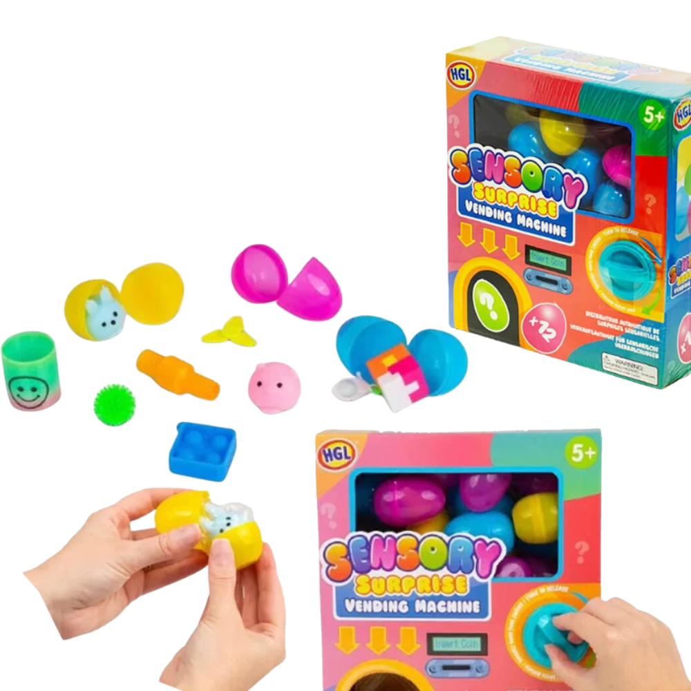 Sensory Surprise Vending Machine Fidget Toy with 12 Surprise Eggs for Kids Aged 3+