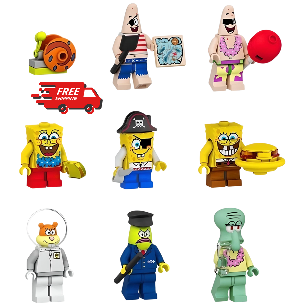 SpongeBob SquarePants 9PCS Mini Figures Building Blocks Set Kids Collectible Toys Gift